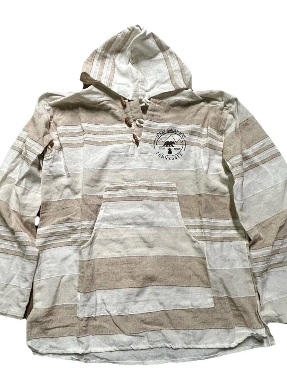Women’s White Brown Great Smokey Mountains Hoodie Size Large